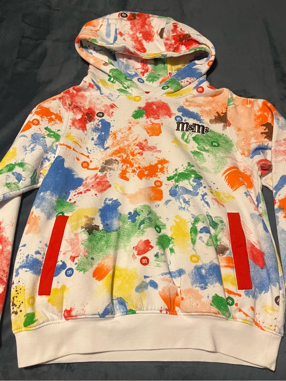 M&M'S White Multicolor Paint-Splatter Hoodie for Kids